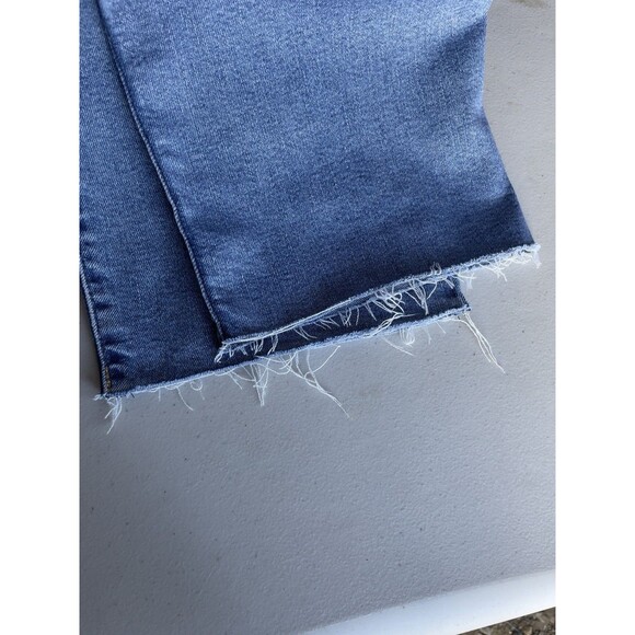 Levi's Ribcage Straight Ankle High-Rise Raw Hem Stretch Blue Jeans Women’s Sz 32 - Picture 5 of 13